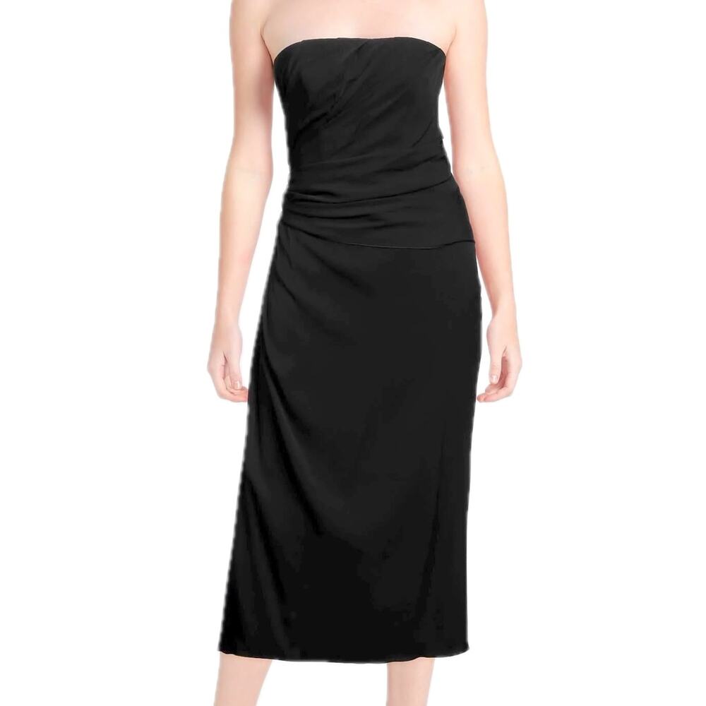 NWT Dolce & Gabbana Strapless Ruched Midi Dress Black 38 XS
